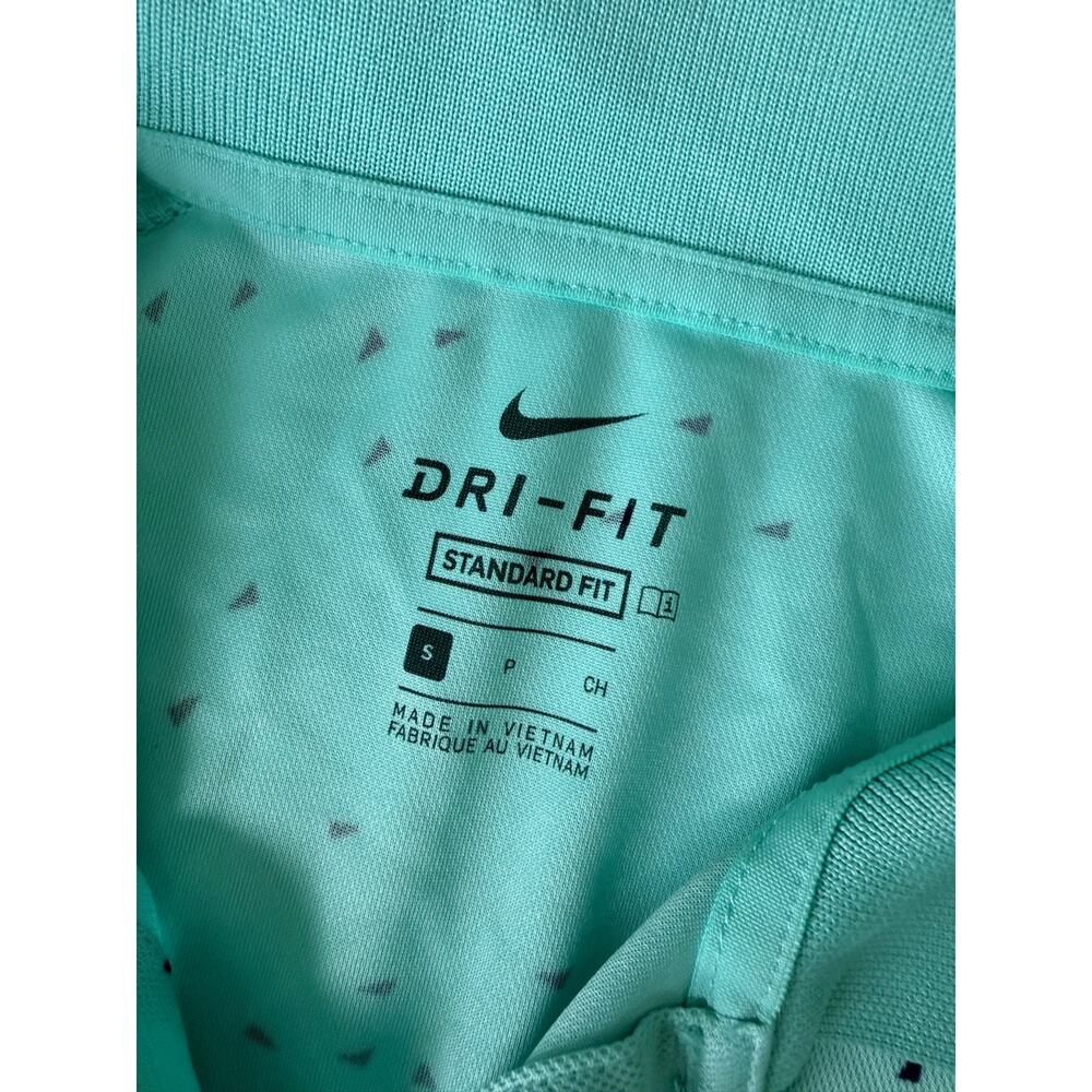Nike Dri-FIT Standard Fit Polo Shirt Aqua Blue Geometric - Picture 4 of 7